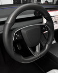 2026+ | Model Y Juniper Refreshed "Plain Weave" (Performance Look) Steering Wheel Lower V Shaped Overlay - Real Dry Molded Carbon Fiber