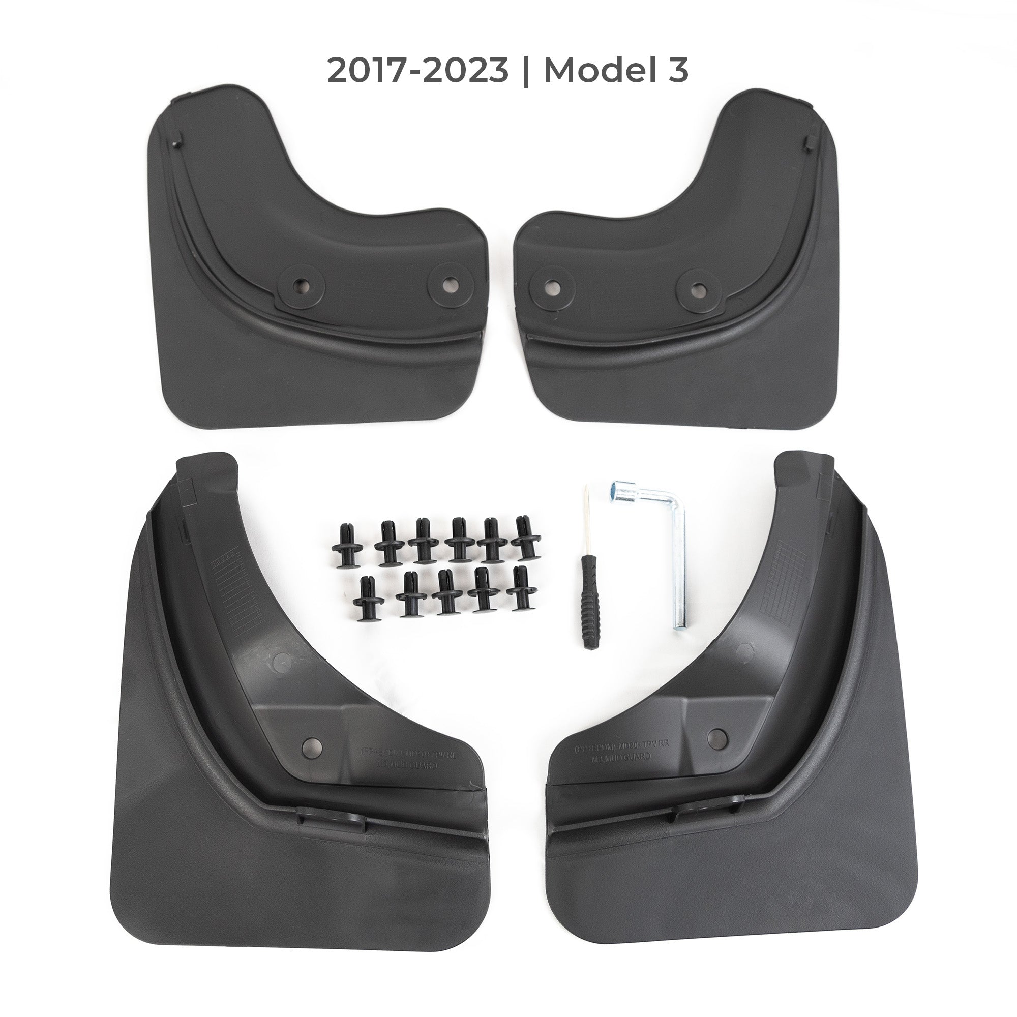 2017+ | Model 3 & Y Mud Flaps Bendable & Flexible - Screwless (Gen. 2) - Set of 4