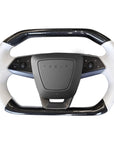 Cybertruck Squircle Sport Steering Wheel - Fully Heated - TESLA OEM Core, Enhanced shaped & Resurfaced in Carbon Fiber & Napa Leather