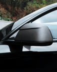 2020-2025 | Model Y Side View Mirror Overlays Cap Covers - Refreshed Juniper Model Y Style (1 Pair) - Real Dry Molded Carbon Fiber