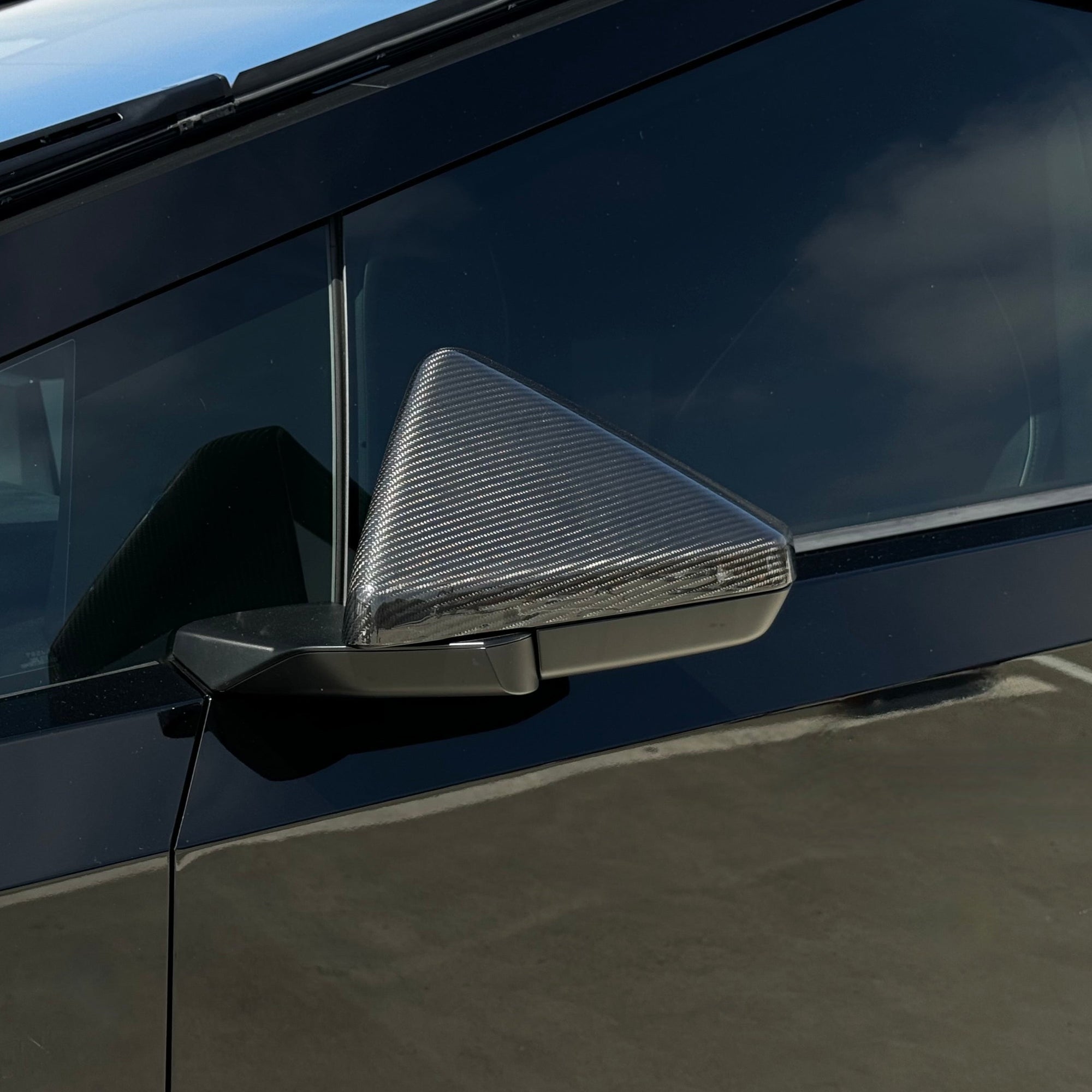 Cybertruck Side View Mirror Overlays - Real Dry Molded Carbon Fiber