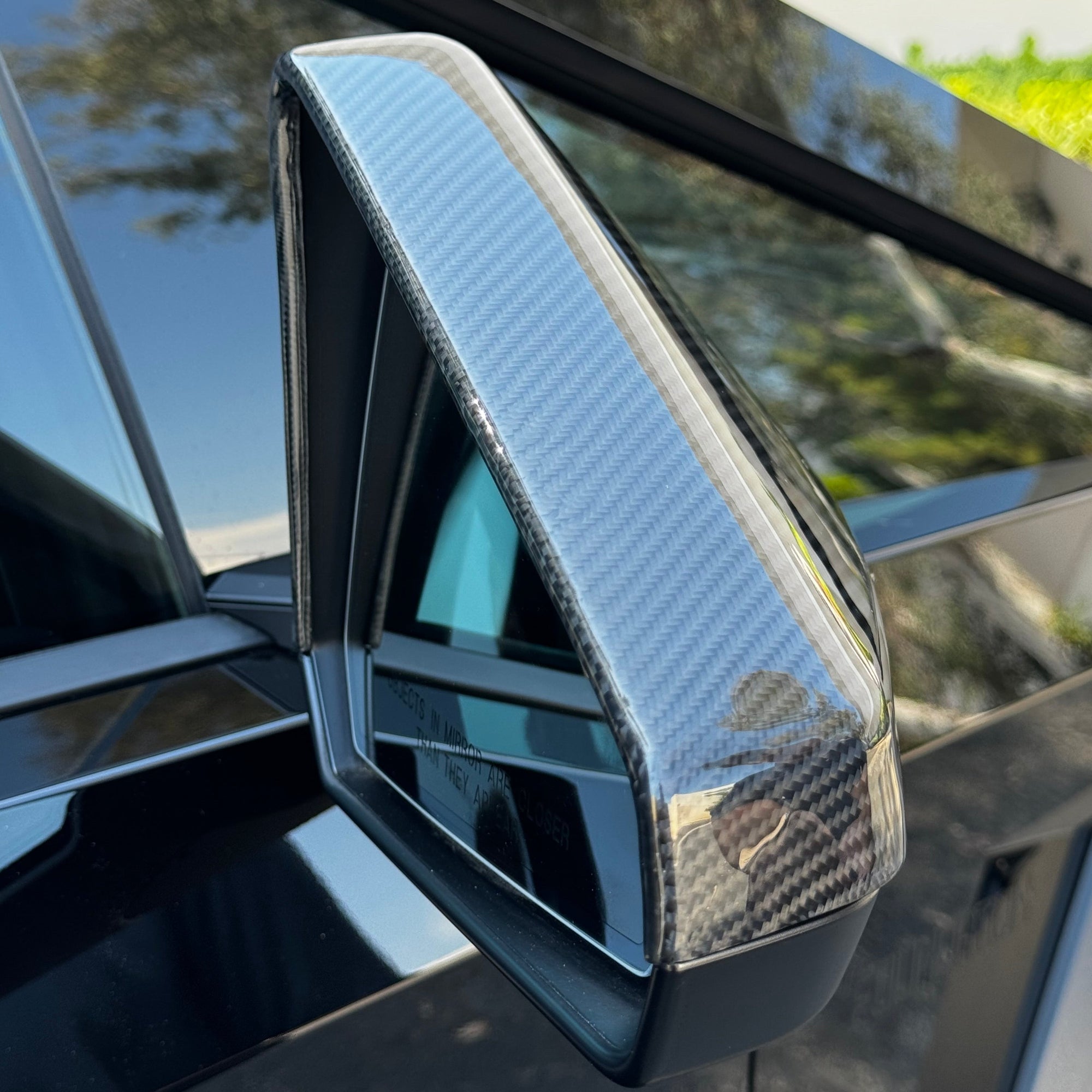 Cybertruck Side View Mirror Overlays - Real Dry Molded Carbon Fiber
