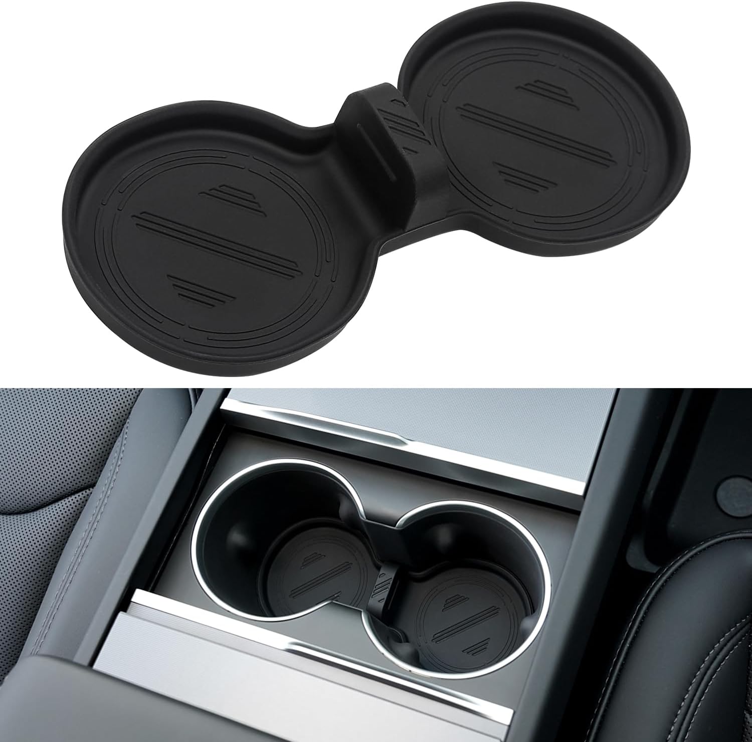 Model S3XY Dual Cup Holder Liner with Easy Grab Handle - Black