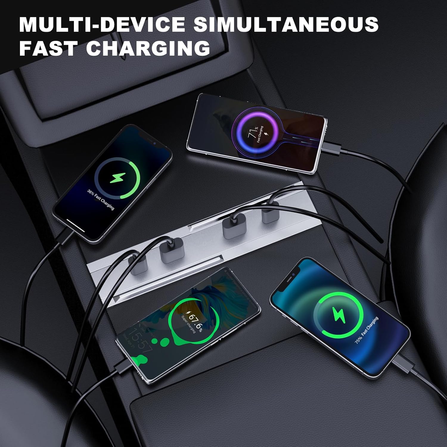 2026+ | Model Y Juniper Refreshed Center Console USB A+C 4 Port Hub Adapter 65W Fast Charger