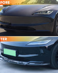 2024+ | Model 3 Highland Refreshed Neptune Front Lip ABS Plastic (3 Pieces) - Hydro Matte Carbon Fiber Coated