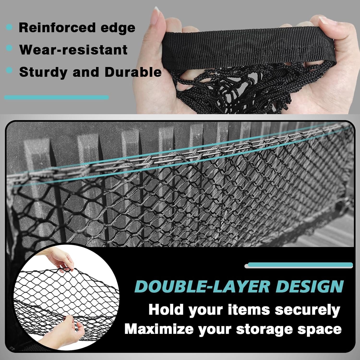 Cybertruck Rear Cargo Bed Storage Net with Pocket - Vertical Type