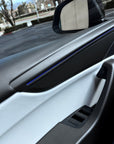 2026+ | Model Y Juniper Refreshed "Plain Weave" Performance Look Door Panel Trim Overlays - Real Dry Molded Carbon Fiber