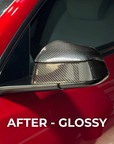 2026+ | Model Y Juniper Refreshed Side View Mirror Overlay Cap Covers (1 Pair) - Real Dry Molded Carbon Fiber