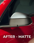 2026+ | Model Y Juniper Refreshed Side View Mirror Overlay Cap Covers (1 Pair) - Real Dry Molded Carbon Fiber
