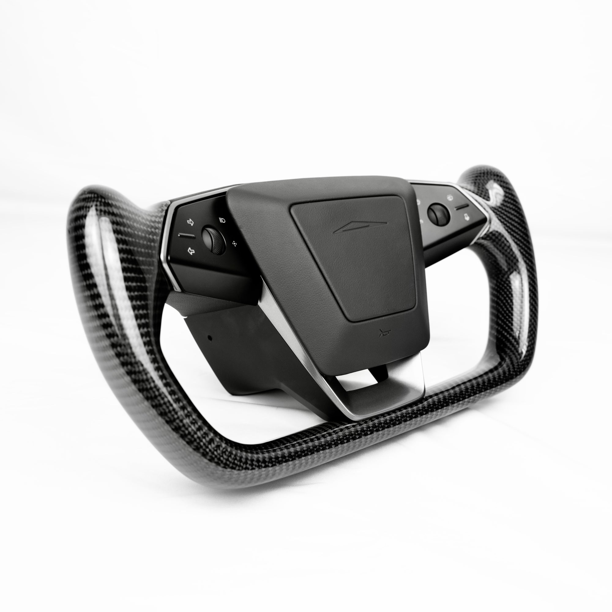 Cybertruck Yoke Steering Wheel - TESLA Factory Original Core, Reshaped & Resurfaced in Real Molded Carbon Fiber