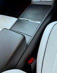 2026+ | Model Y Juniper Refreshed "Plain Weave" (Performance Look) Center Console Combo Side Panel & Charging Pad Overlay (1 Piece) - Real Dry Molded Carbon Fiber