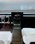 2026+ | Model Y Juniper Refreshed "Plain Weave" (Performance Look) Center Console Combo Side Panel & Charging Pad Overlay (1 Piece) - Real Dry Molded Carbon Fiber