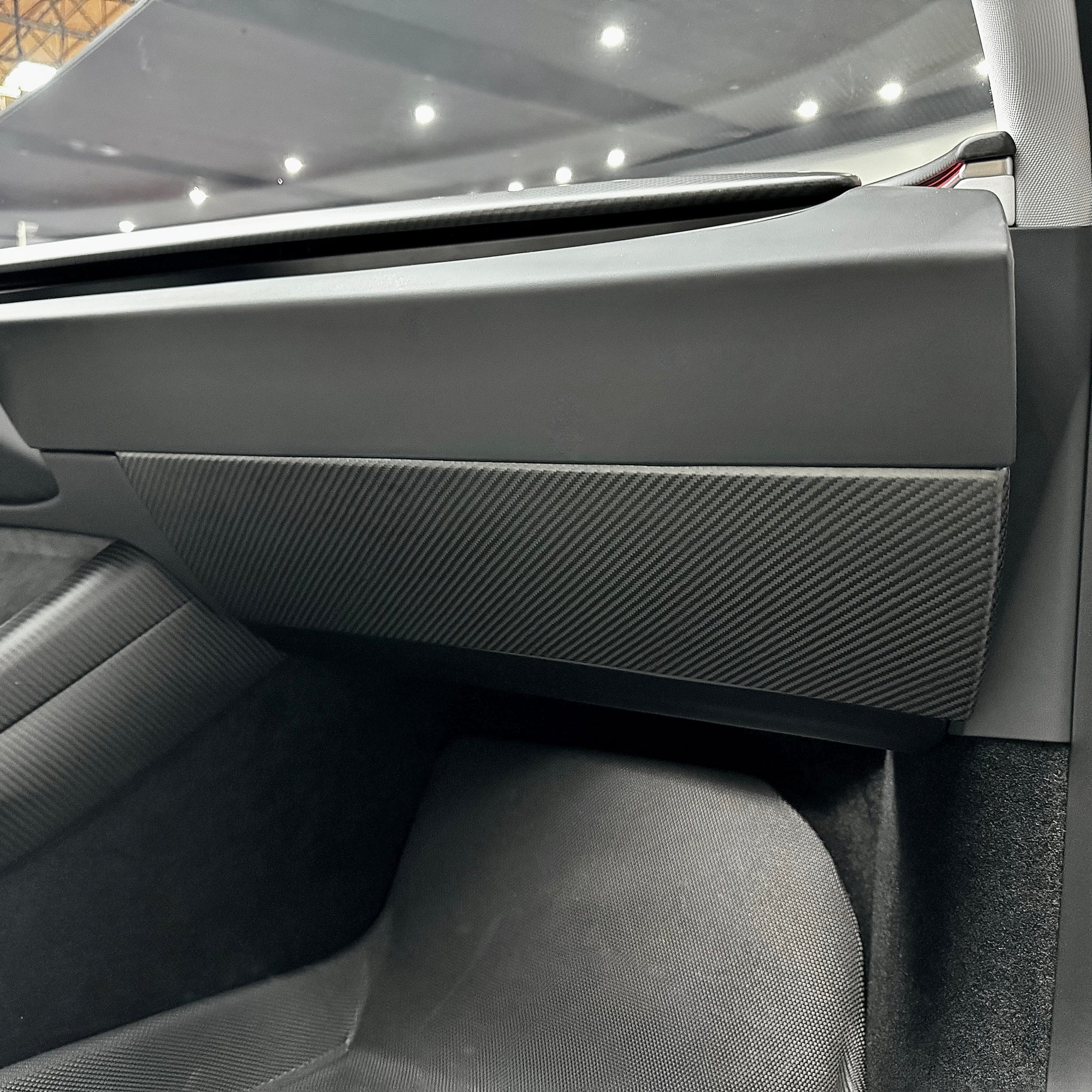 2024+ | Model 3 Highland Refreshed Glove Box Overlay - Real Dry Molded Carbon Fiber