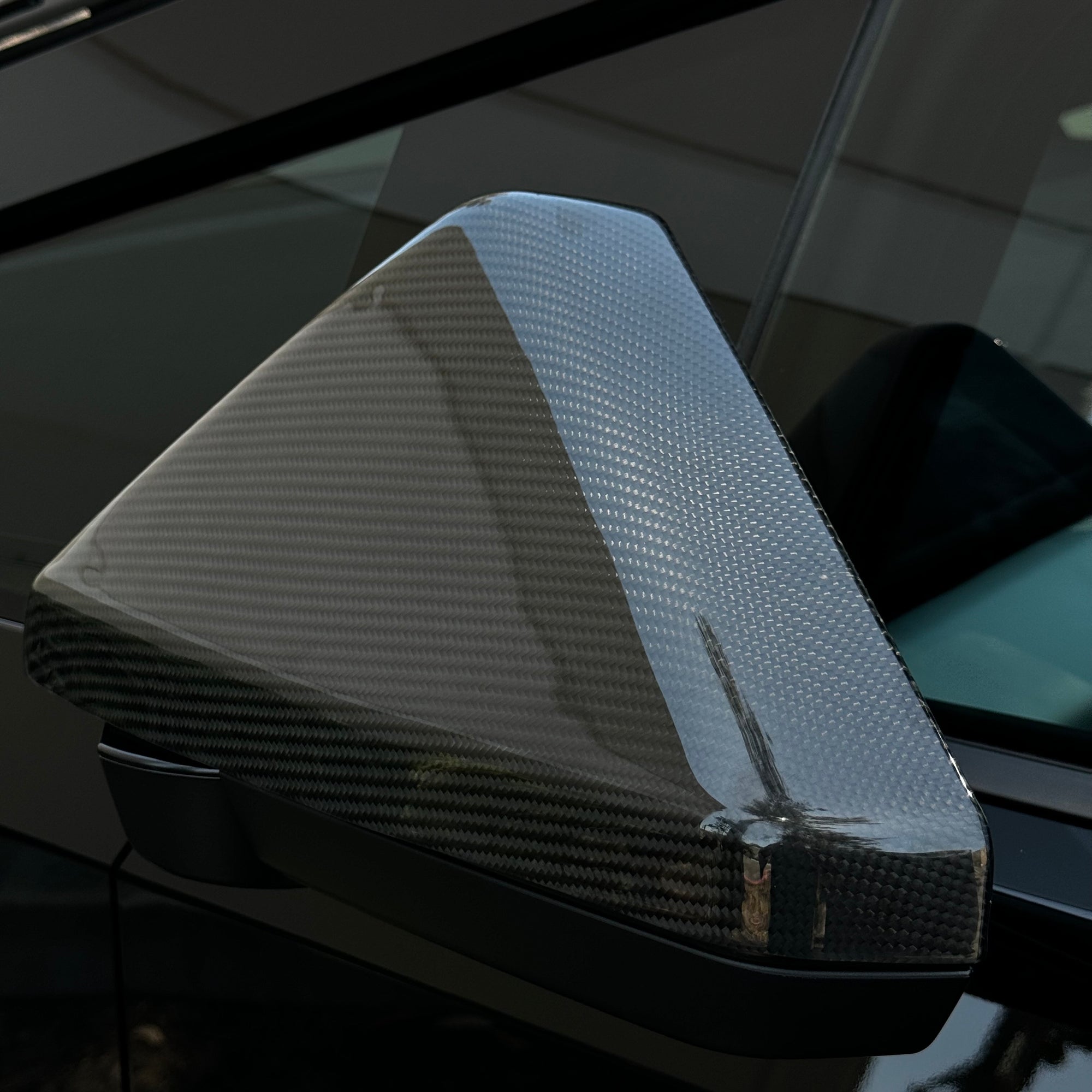 Cybertruck Side View Mirror Overlays - Real Dry Molded Carbon Fiber