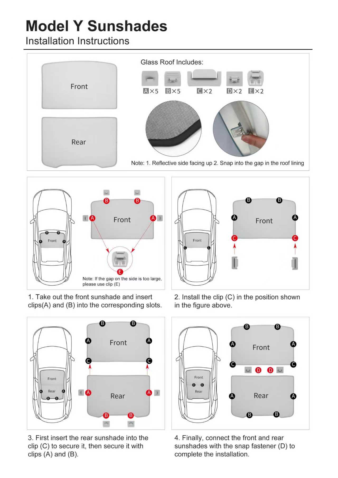 2026+ | Model Y Juniper Refreshed Sunroof Sunshade (2 Pieces) - Black & Beige