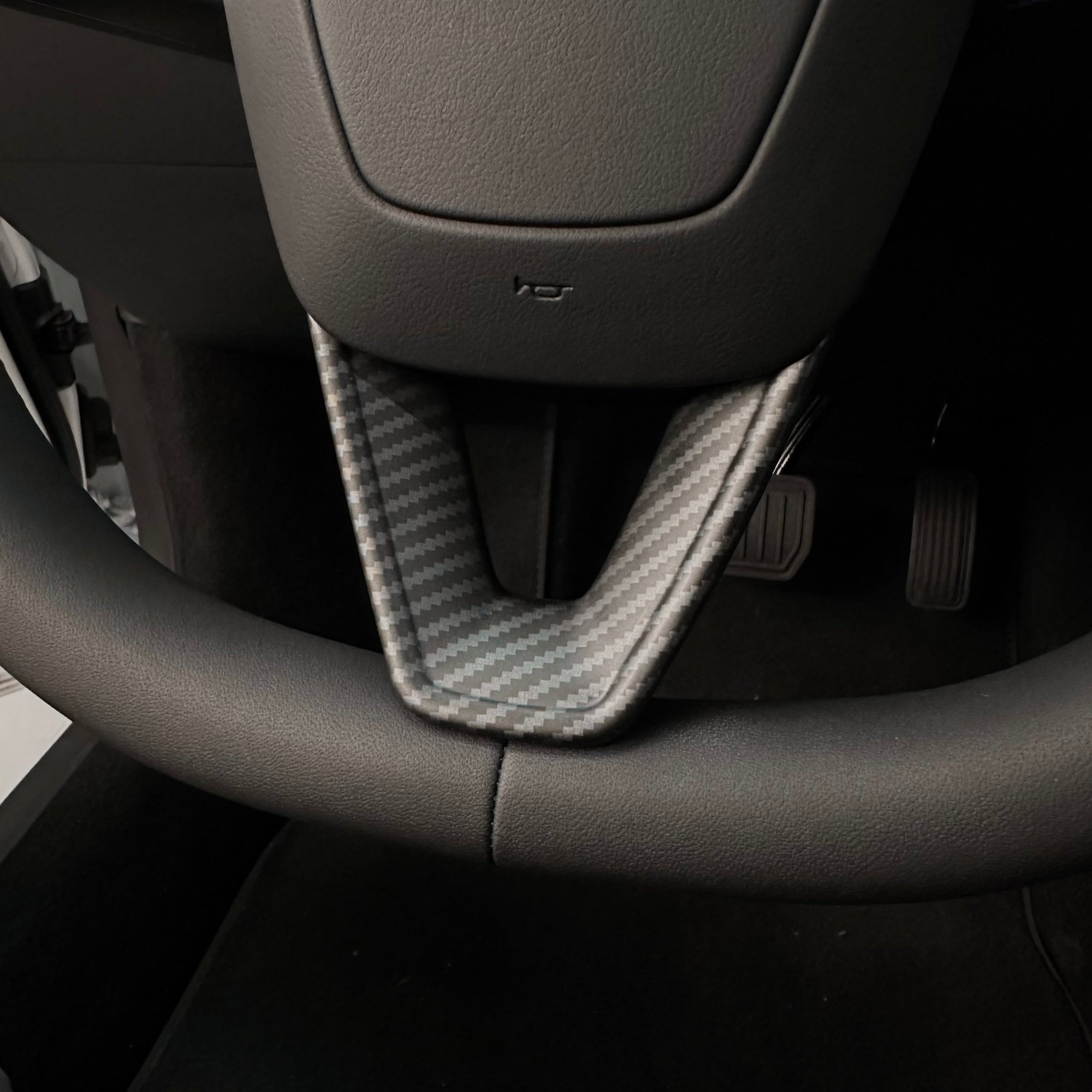 2024+ | Model 3 Highland Refreshed ABS Steering Wheel Applique - Hydro Carbon Fiber Coated Matte