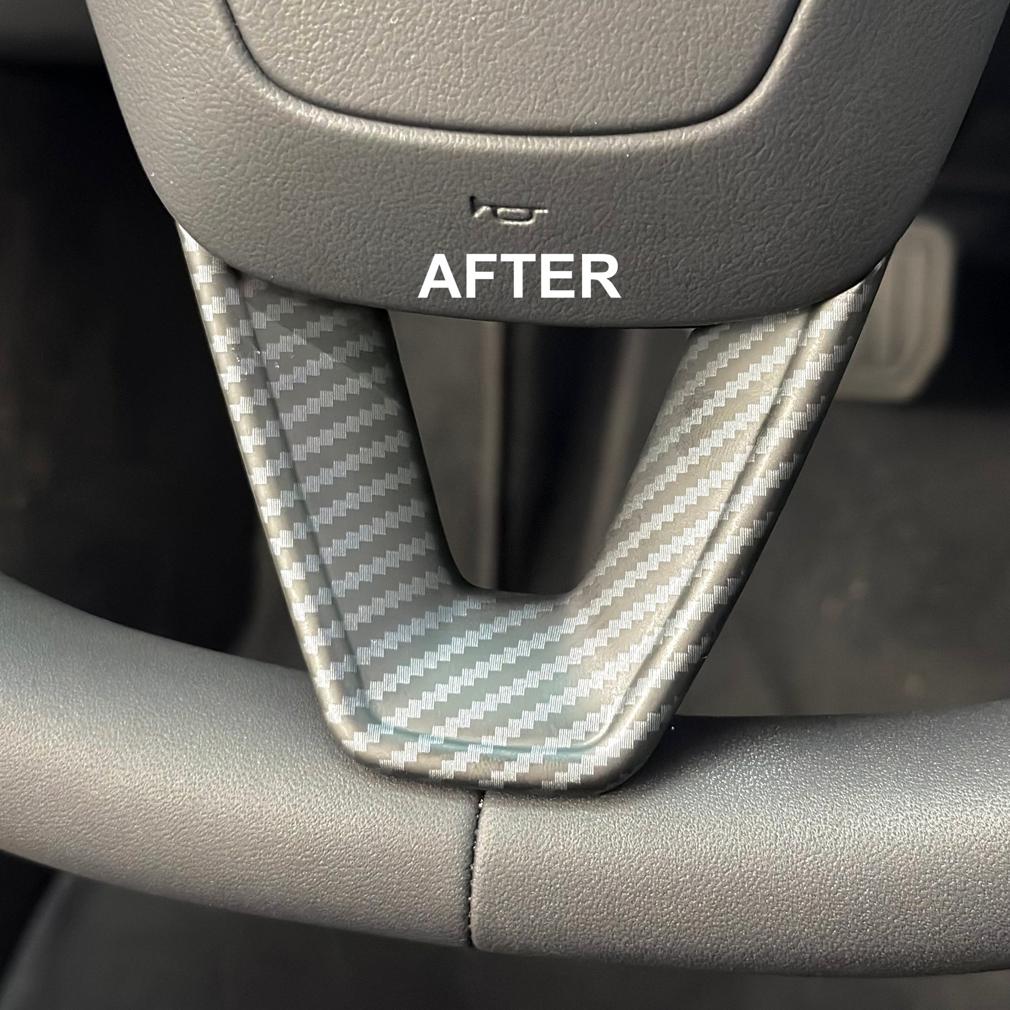 2024+ | Model 3 Highland Refreshed ABS Steering Wheel Applique - Hydro Carbon Fiber Coated Matte