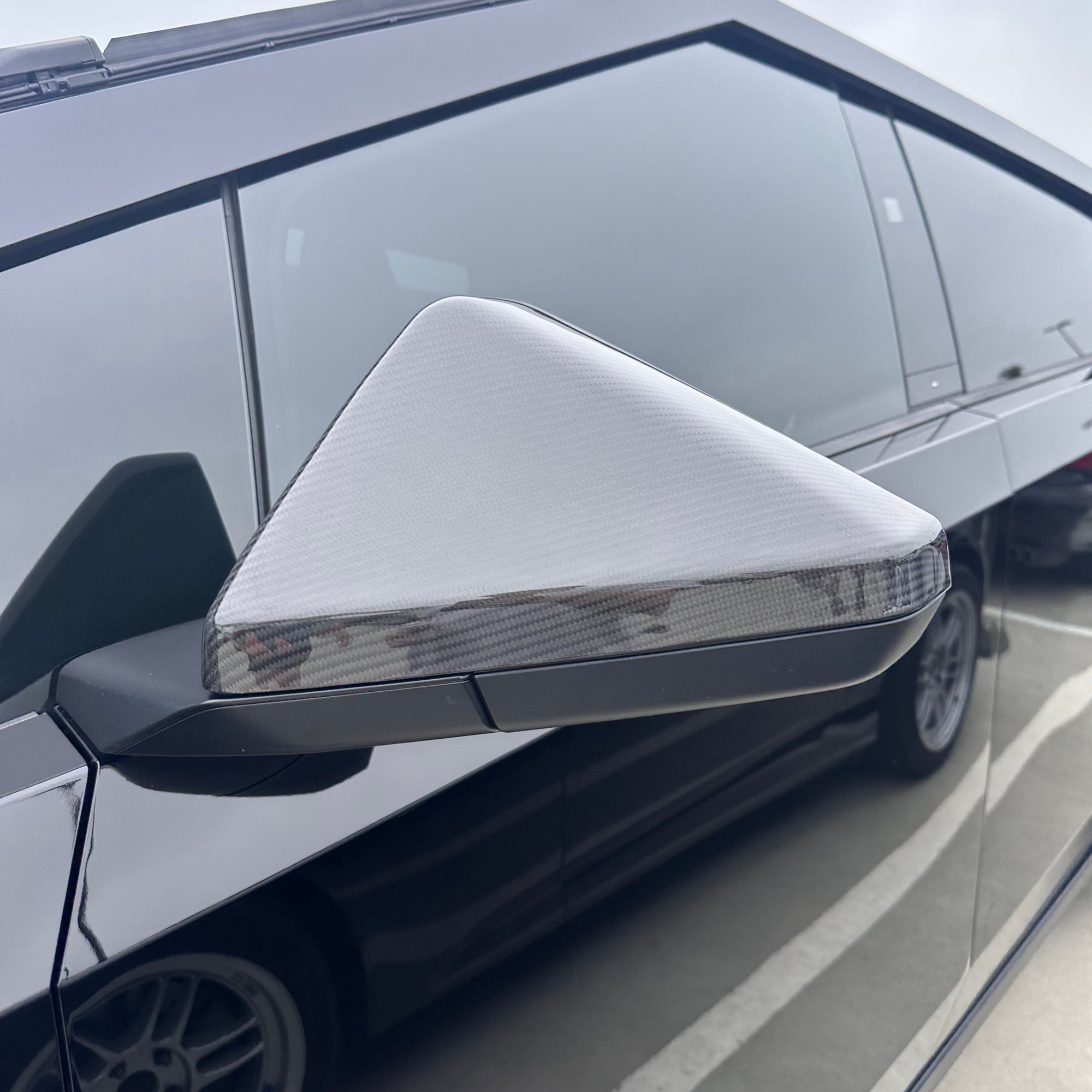 Cybertruck Side View Mirror Overlays - Real Dry Molded Carbon Fiber