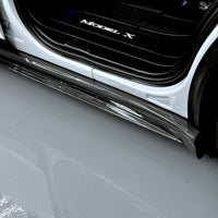 2022+ | Model X Colossal Side Skirt Overlays (1 Pair) - Real Dry Molded Carbon Fiber