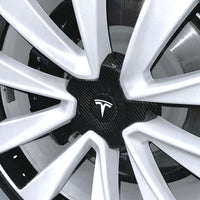 Model X - 22" Turbine Center Wheel Hubs - Real Molded Carbon Fiber- (Set of 4)