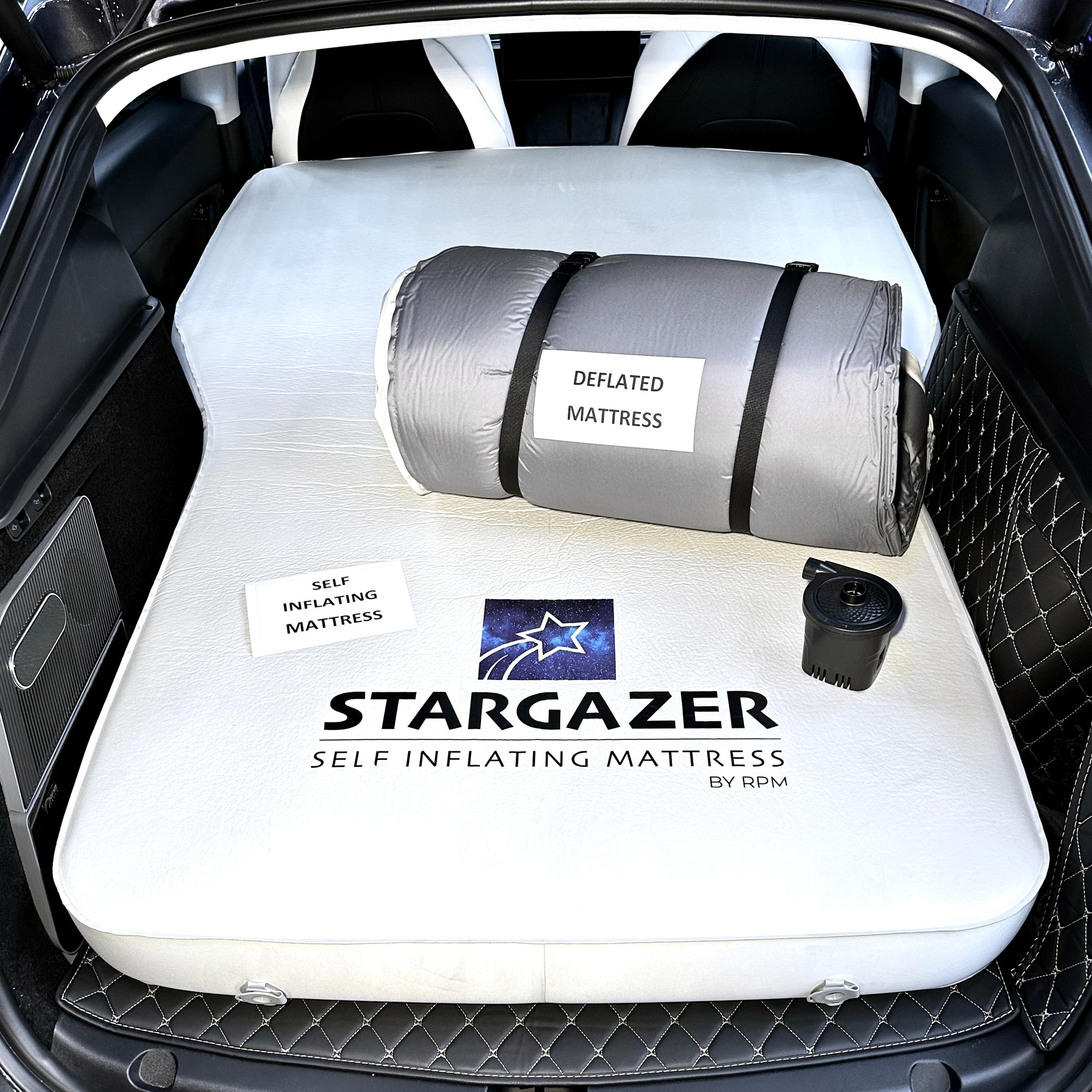 Stargazer Self-Inflating Memory Foam Mattress For Model S3XY,  Pump & Bag.  Free USA Ground Shipping
