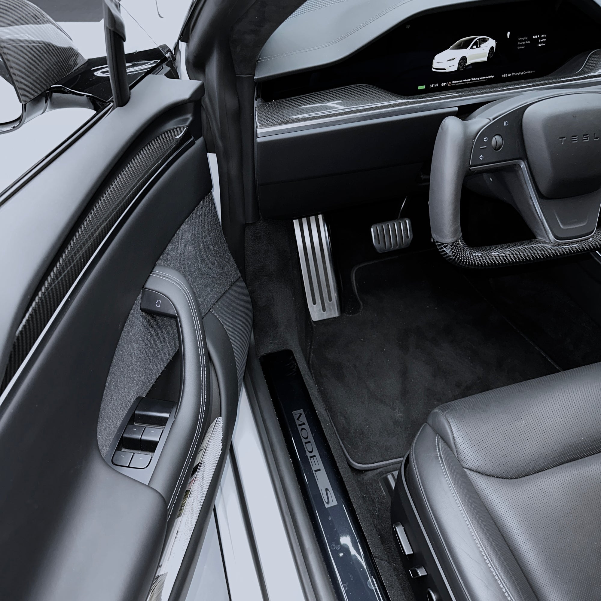 Model S & X Interior Upgrade Kit "Go Plaid" (9 & 12 Piece Kit) - Real Molded Carbon Fiber - Goodbye Wood