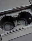 2026+ | Model Y Juniper Refreshed "Plain Weave" (Performance Look) Center Console & Front Cup Holder Overlay 1.0 (4 Piece kit) - Real Dry Molded Carbon Fiber