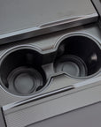 2026+ | Model Y Juniper Refreshed "Plain Weave" (Performance Look) Center Console & Front Cup Holder Overlay 1.0 (4 Piece kit) - Real Dry Molded Carbon Fiber