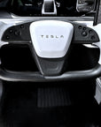 2021-2023 | Model S & X Steering Wheel Bezel Overlay - Real Molded Carbon Fiber
