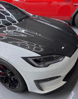 2021+ | Model S Viento Robot Hood - Dual Layer with Xpel Clear Bra - Dry Molded Carbon Fiber