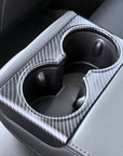 2024+ | Model 3 Highland Refreshed Backseat Cupholder Cover ABS Plastic - Hydro Carbon Fiber Coated