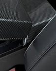 Cybertruck Center Console Armrest & Rear Display Overlay Kit (2 Pieces) - Real Molded Carbon Fiber