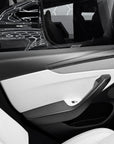 2026+ | Model Y Juniper Refreshed Full Upper Oversized Extended Front & Rear Door Panel Overlays (4 Pieces) - Real Dry Molded Carbon Fiber