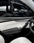 2026+ | Model Y Juniper Refreshed Full Upper Oversized Extended Front & Rear Door Panel Overlays (4 Pieces) - Real Dry Molded Carbon Fiber