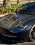 2021+ | Model S Viento Robot Hood - Dual Layer Clear Bra - Dry Molded Carbon Fiber
