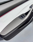 2024+ | Model 3 Highland Refreshed "Plain Weave" (Performance Look) Front & Rear Lower Door Armrest Overlays (4 Pieces) - Real Dry Molded Carbon Fiber