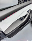 2024+ | Model 3 Highland Refreshed "Plain Weave" (Performance Look) Front & Rear Upper Door Panel Overlays (4 Pieces) - Real Dry Molded Carbon Fiber