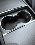 2026+ | Model Y Juniper Refreshed "Plain Weave" (Performance Look) Center Console & Front Cup Holder Overlay 1.0 (4 Piece kit) - Real Dry Molded Carbon Fiber