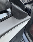2024+ | Model 3 Highland Refreshed "Plain Weave" (Performance Look) Front & Rear Upper Door Panel Overlays (4 Pieces) - Real Dry Molded Carbon Fiber