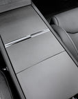 2026+ | Model Y Juniper Refreshed "Plain Weave" (Performance Look) Center Console & Front Cup Holder Overlay 1.0 (4 Piece kit) - Real Dry Molded Carbon Fiber