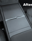 2026+ | Model Y Juniper Refreshed "Plain Weave" (Performance Look) Center Console & Front Cup Holder Overlay 1.0 (4 Piece kit) - Real Dry Molded Carbon Fiber