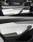 2026+ | Model Y Juniper Refreshed "Plain Weave" (Performance Look) Door Armrest Panel Overlays (4 Pieces) - Real Dry Molded Carbon Fiber