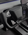 Cybertruck Heated Yoke Steering Wheel - TESLA Factory Original Core, Reshaped & Resurfaced in Real Molded Carbon Fiber & Napa Leather