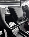 Cybertruck Heated Yoke Steering Wheel - TESLA Factory Original Core, Reshaped & Resurfaced in Real Molded Carbon Fiber & Napa Leather