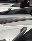 2025+ | Model Y Juniper Refreshed "Plain Weave" (Performance Look) Extended Front & Rear Door Panel Overlays (4 Pieces) - Real Dry Molded Carbon Fiber
