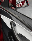 2025+ | Model Y Juniper Refreshed "Plain Weave" (Performance Look) Extended Front & Rear Door Panel Overlays (4 Pieces) - Real Dry Molded Carbon Fiber