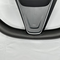 2021-2023 | Model S & X Round Steering Wheel Upgraded with Leather & Real Molded Carbon Fiber