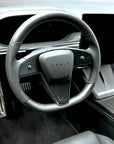 2021-2023 | Model S & X Round Steering Wheel Upgraded with Leather & Real Molded Carbon Fiber