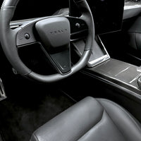 2021+ | Model S & X Round Steering Wheel Upgraded with Leather & REAL MOLDED CARBON FIBER