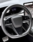 2021-2023 | Model S & X Round Steering Wheel Upgraded with Leather & Real Molded Carbon Fiber